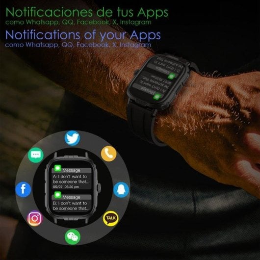 Dam Electronics M106 Bluetooth 2,01" IPS Negro Correa Silicona y Nylon IP68 Pulsómetro SpO2