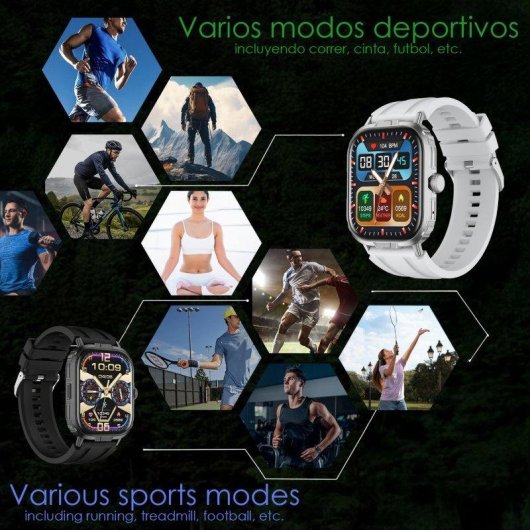 Dam Electronics M106 Bluetooth 2,01" IPS Negro Correa Silicona y Nylon IP68 Pulsómetro SpO2