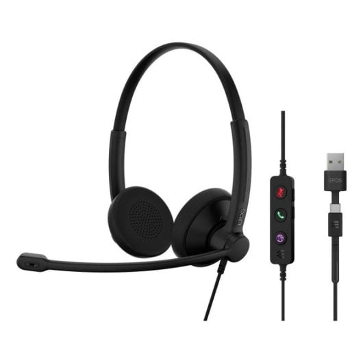 Epos IMPACT 100 kabelgebundene USB-C und USB-A Headset mit Geräuschunterdrückung, schwarz