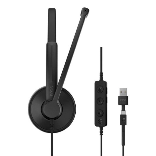 Epos IMPACT 100 kabelgebundene USB-C und USB-A Headset mit Geräuschunterdrückung, schwarz