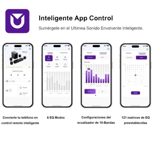 Barra Audio Ultimea Aura A60 7.1 4″ Subwoofer Bluetooth 5.3 App Dolby Atmos