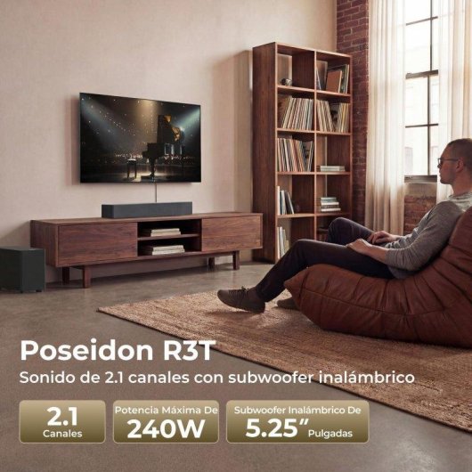 Ultimea Poseidon R3T Soundbar 2.1 Bluetooth 240W Kabelloser Subwoofer Mica-verstärkte Lautsprecher