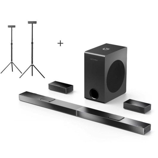 Ultimea Barra de Sonido 5.1.2 520W Bluetooth Subwoofer Inalámbrico Dolby Atmos, Soportes Gratis