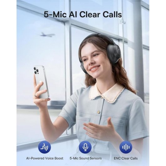 Auriculares Baseus Bass BH1 NC inalámbricos Bluetooth 6.0 con Cancelación de Ruido y Micrófono Negro