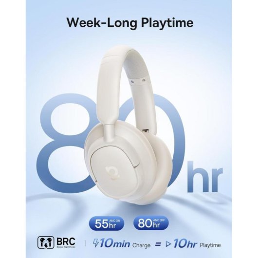 Auriculares Baseus Bass BH1 NC inalámbricos Bluetooth 6.0 con Cancelación Activa de Ruido Off-White