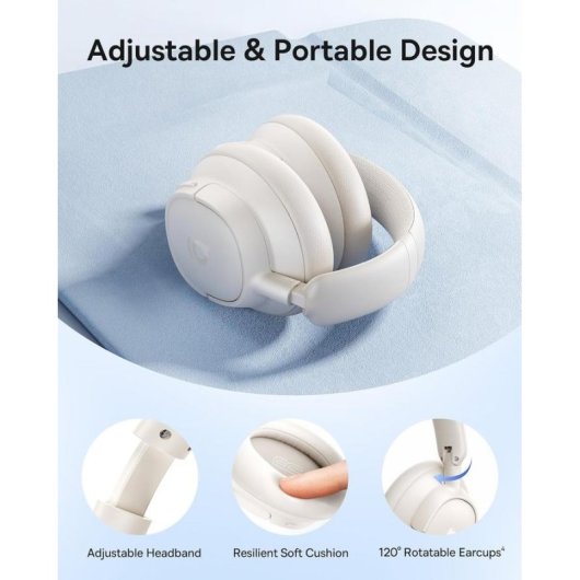 Auriculares Baseus Bass BH1 NC inalámbricos Bluetooth 6.0 con Cancelación Activa de Ruido Off-White