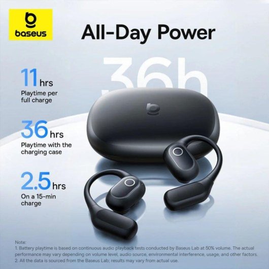 Auriculares Baseus Eli 2i Fit inalámbricos Bluetooth diseño abierto IPX5 negros