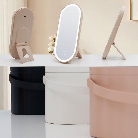 Espejo de maquillaje Dam Electronics con luces LED y caja organizadora portátil