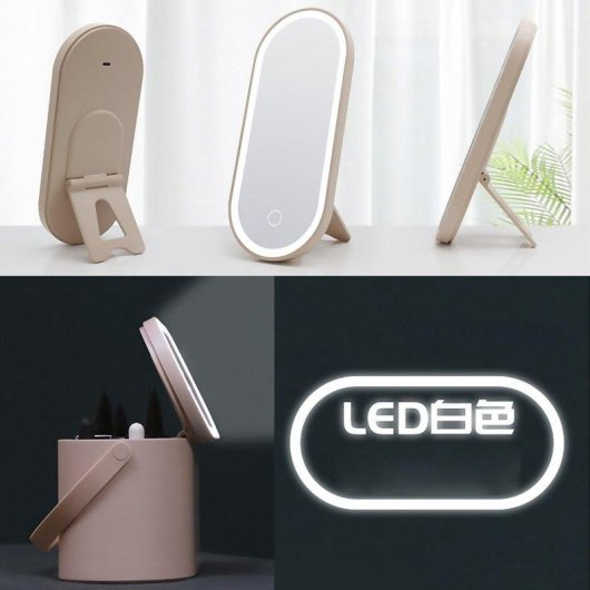 Espejo de maquillaje Dam Electronics con luces LED y caja organizadora portátil