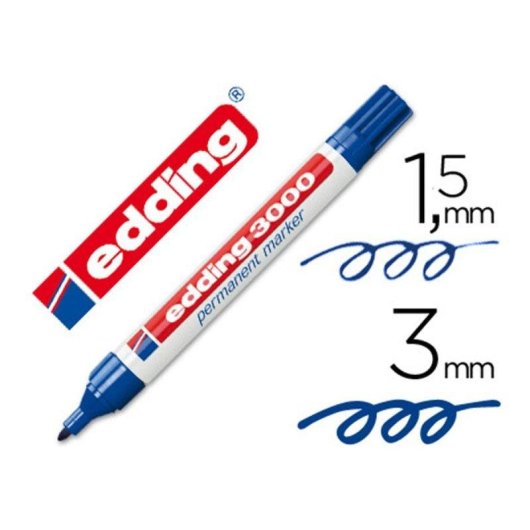 Marcatori Permanenti Edding 3000 Set da 4 Punta Tonda 1.5-3 mm Blu