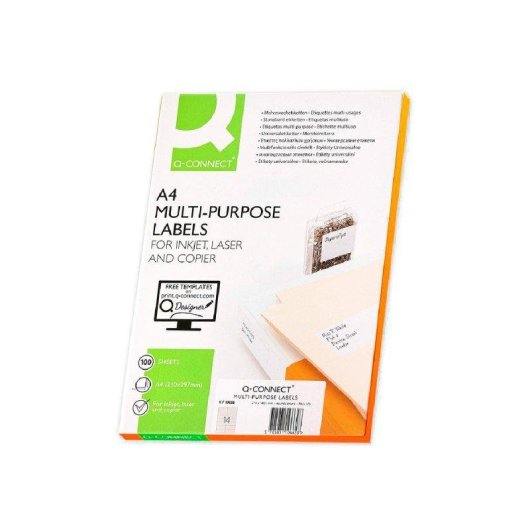 Etiqueta Adhesiva Q-Connect 100 Hojas A4 14 Etiquetas 105x42,3 mm