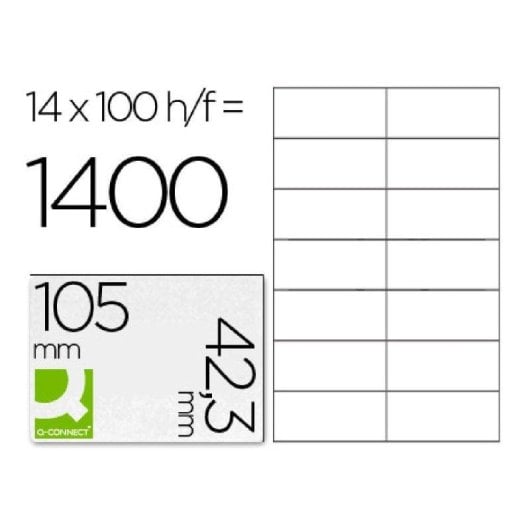 Etiqueta Adhesiva Q-Connect 100 Hojas A4 14 Etiquetas 105x42,3 mm