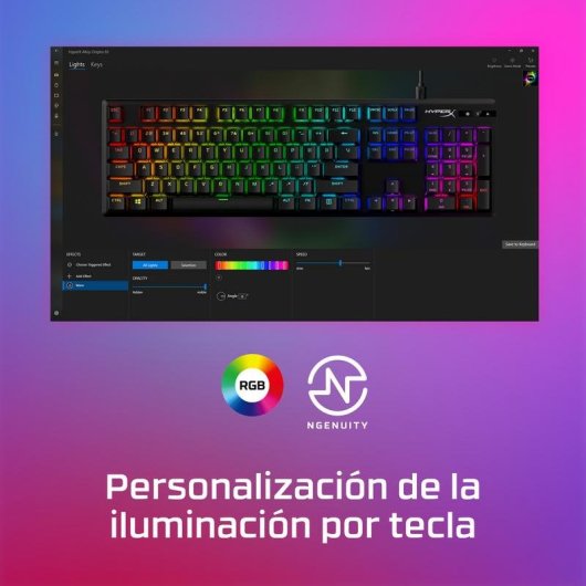 Teclado HyperX Alloy Origins PBT mecánico compacto con teclas PBT y retroiluminación RGB