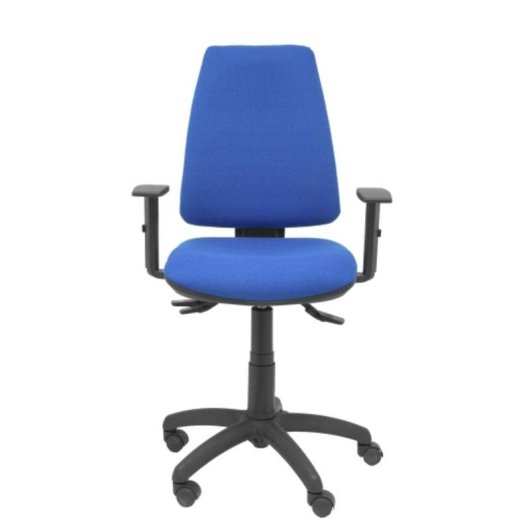Chaise de bureau ergonomique Piqueras y Crespo Elche S avec accoudoirs réglables, mécanisme synchrone, dossier et assise bleus, garantie 3 ans