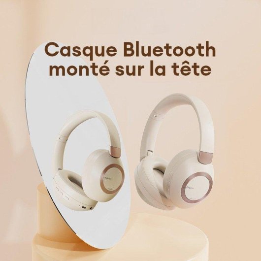 Auriculares Paxa Axa-pa-h01-le inalámbricos Bluetooth 5.3 con micrófono y batería de larga duración beige