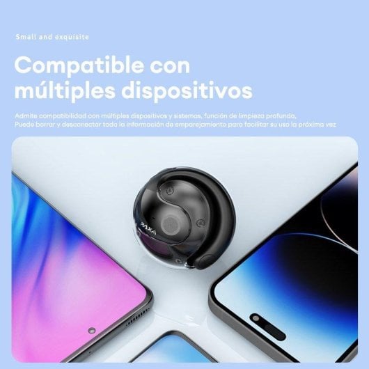 Auriculares Paxa Bluetooth circumaurais abertos, ajuste seguro, preto