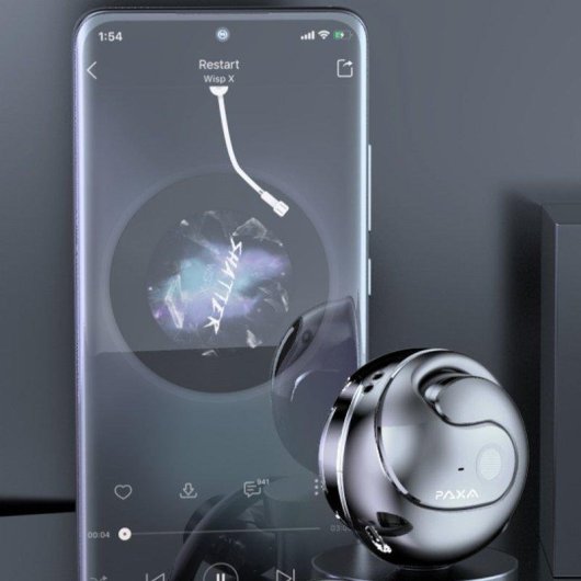 Auriculares Paxa Bluetooth circumaurais abertos, ajuste seguro, preto