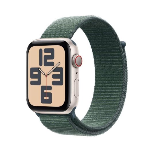Apple Watch SE 3 GPS 4G 44mm OLED Aluminium Beige Armband Grün Einheitsgröße Wasserdicht 50m