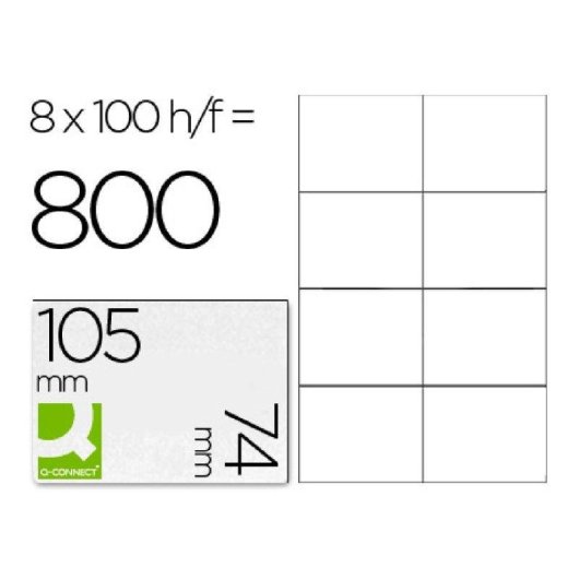Etiquetas Adhesivas Q-Connect Kf10659 Caja 100 Hojas Din A4 8 Etiquetas 105x74 mm