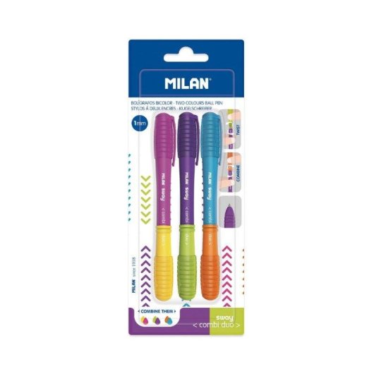 Blister 3 Stylos Combi Duo Milan Sway avec 6 Combinaisons de Couleurs