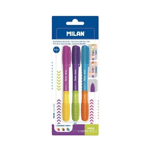 Blister 3 Stylos Combi Duo Milan Sway avec 6 Combinaisons de Couleurs