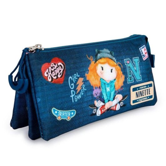 Estuche escolar Karactermania Forever Ninette Skater Azul triple portatodo