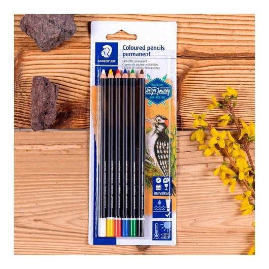 Blister com 6 lápis de cor permanentes Staedtler Design Journey
