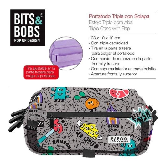 Estuche Portatodo Grafoplás Bits and Bobs Design Triple