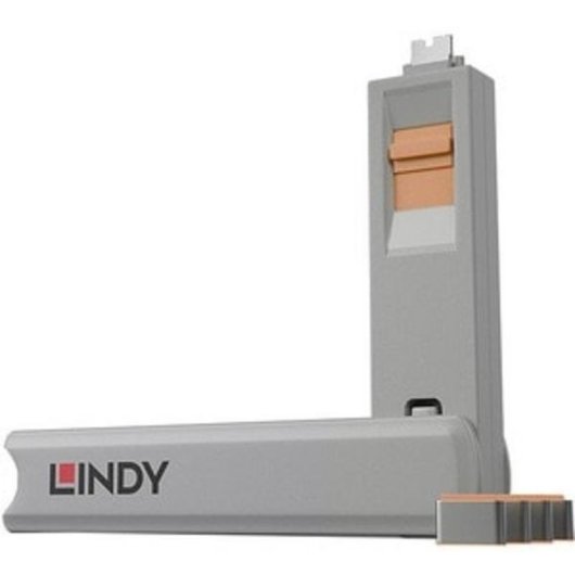Chave de Bloqueio de Porta Lindy 40428 USB Tipo C 4 Peças Cinza/Laranja