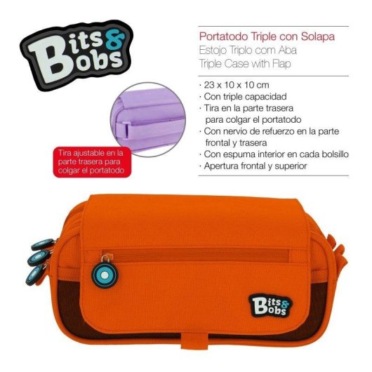 Estuche Escolar Triple Grafoplás ColePack BitsBobs con Material Incluido