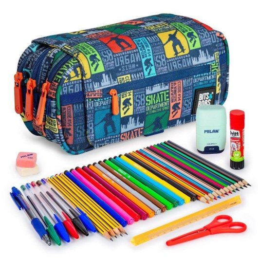 Estuche escolar Grafoplás Colepack Design Triple con material escolar incluido