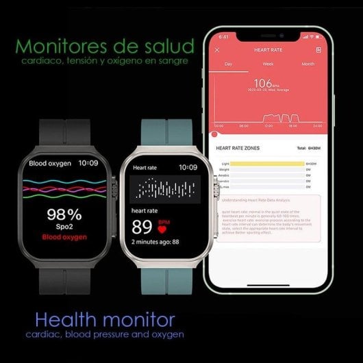 Dam Electronics OP88 Bluetooth 1,95" AMOLED Curvo IP67 Cardio ECG Monitor