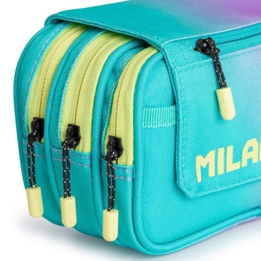 Estuche Portatodo Triple Milan Sunset Turquesa con 4 Cremalleras