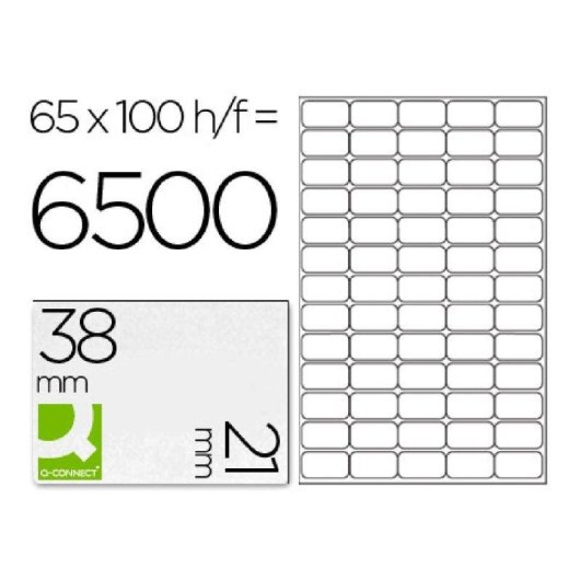 Etiqueta adhesiva Q-Connect 100 hojas A4 65 etiquetas 38.1x21.2mm