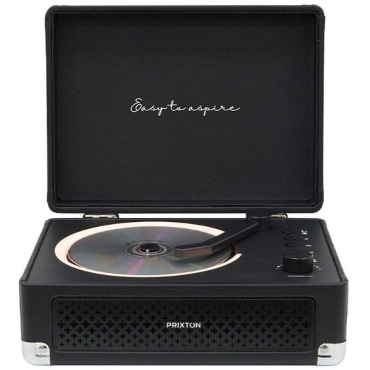 Lecteur CD Prixton Boogie Vintage 6W RMS Bluetooth Radio FM AUX Noir