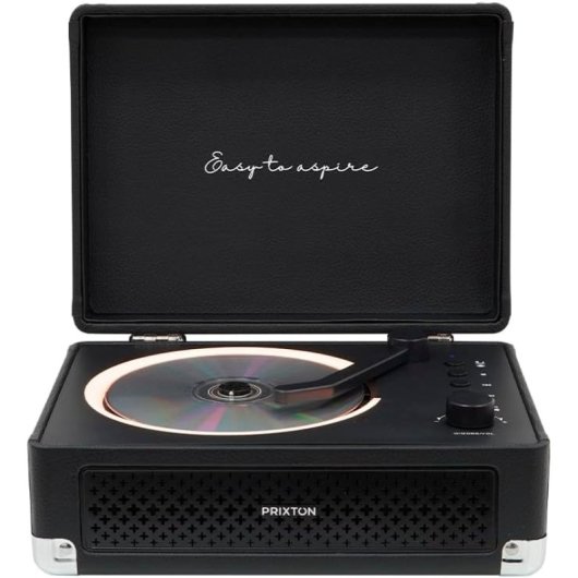 Reproductor CD Prixton Boogie Vintage 6W RMS Bluetooth Radio FM AUX Negro