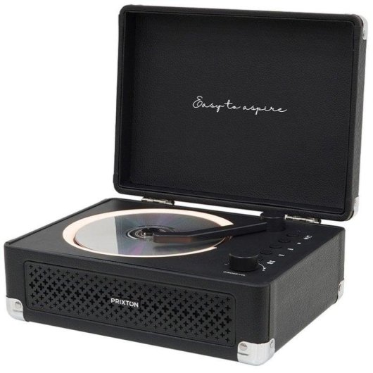 Lecteur CD Prixton Boogie Vintage 6W RMS Bluetooth Radio FM AUX Noir