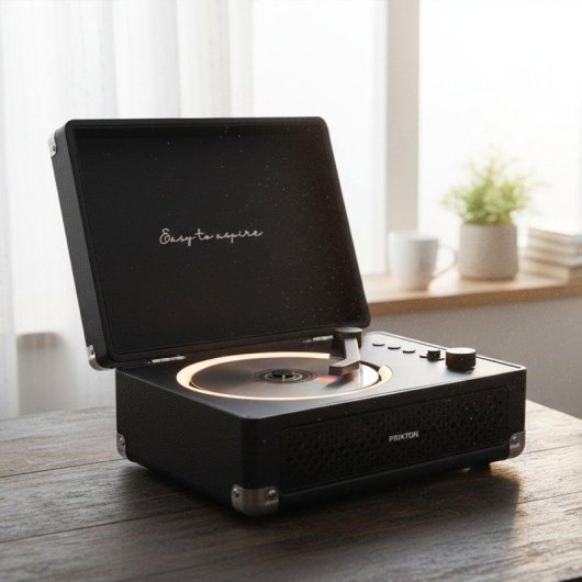 Reproductor CD Prixton Boogie Vintage 6W RMS Bluetooth Radio FM AUX Negro