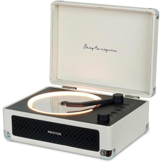 Reproductor CD Prixton Boogie Vintage 6W RMS Bluetooth Radio FM AUX Blanco