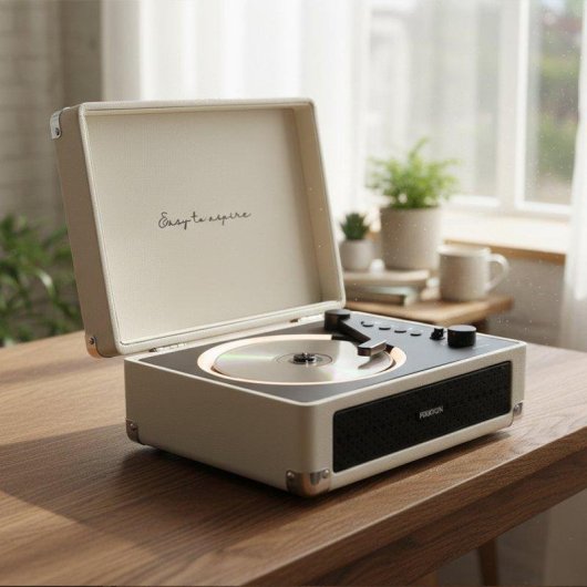 Reproductor CD Prixton Boogie Vintage 6W RMS Bluetooth Radio FM AUX Blanco