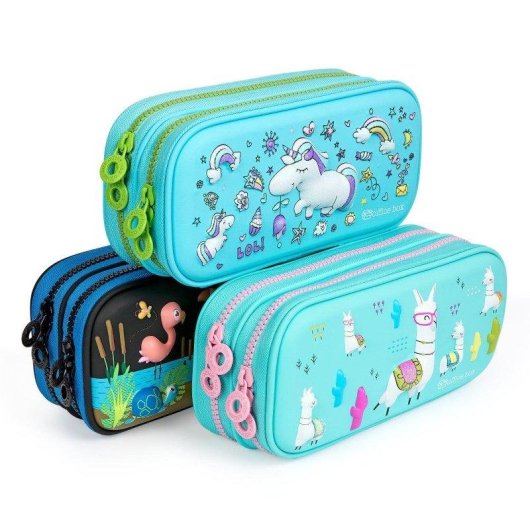 Estuche escolar Officebox multi-compartimento EVA 3D Jungle Azul 22 x 11 x 7 cm