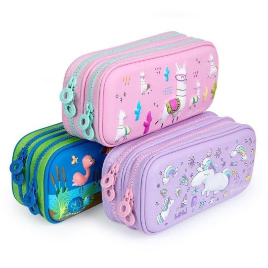 Estuche escolar Officebox multi-compartimento EVA 3D Jungle Azul 22 x 11 x 7 cm