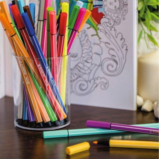 Estuche de Tela Enrollable Stabilo Pen 68 con 30 Rotuladores de Fibra