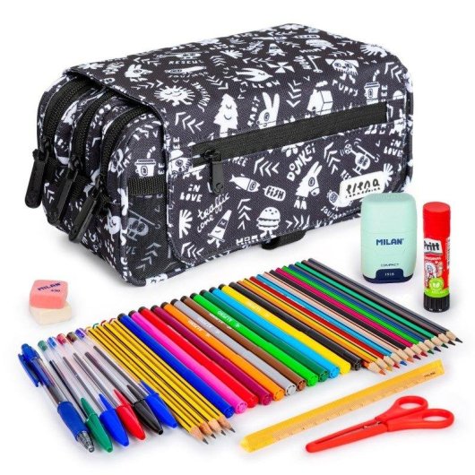 Estuche Escolar Triple ColePack Design Grafoplás con 40 Utensilios Incluidos
