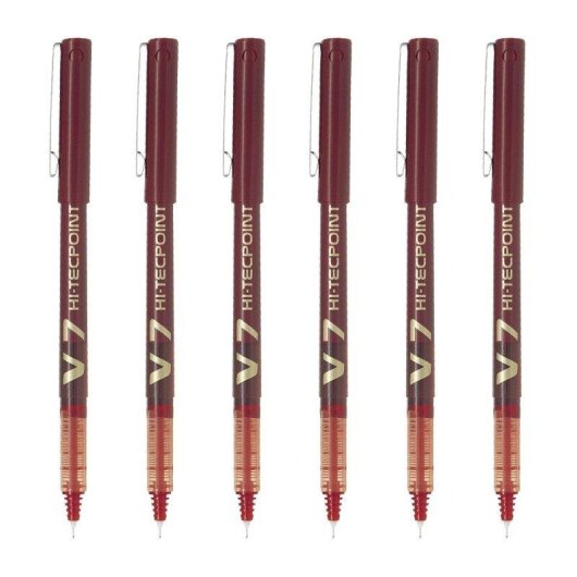 Bolígrafo Roller Pilot V7 Hi-tecpoint Punta Fina 0.7 mm Rojo Set de 6 Unidades