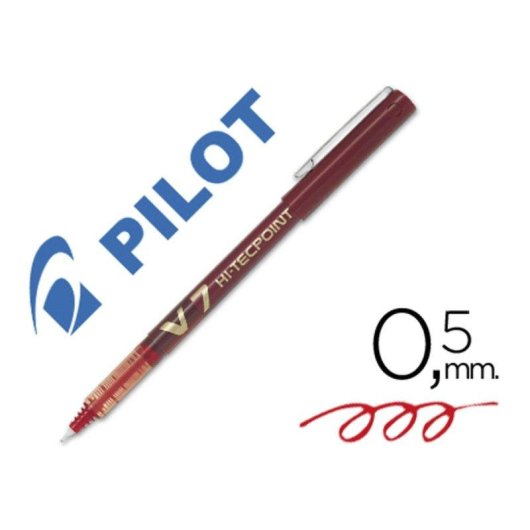 Bolígrafo Roller Pilot V7 Hi-tecpoint Punta Fina 0.7 mm Rojo Set de 6 Unidades