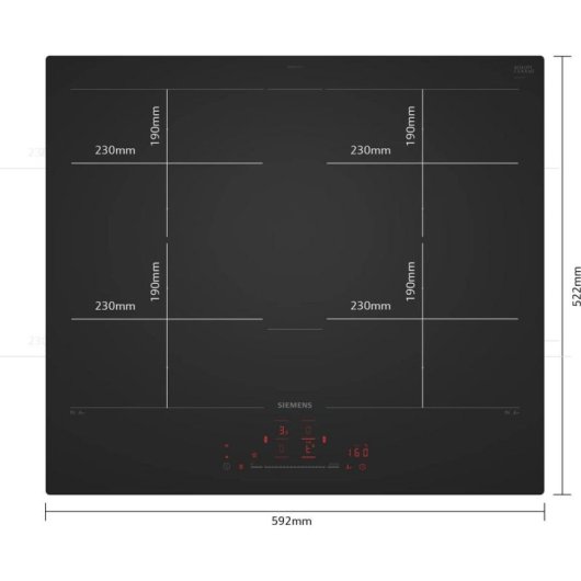 Placa Inducción Siemens EX61AHYC1E iQ700 4 Zonas 59.2 cm Negro