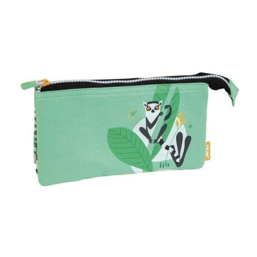 Astuccio Scolastico Milan Hide & Seek 5 Compartimenti Verde Lemure
