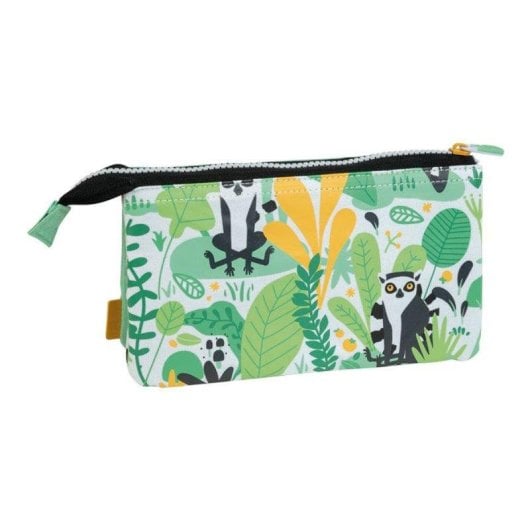 Astuccio Scolastico Milan Hide & Seek 5 Compartimenti Verde Lemure