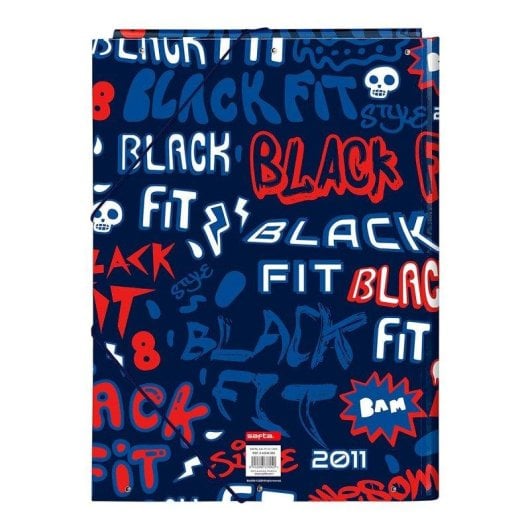 Carpeta A4 Safta Blackfit8 Letters con 3 Solapas y Cierre de Gomas